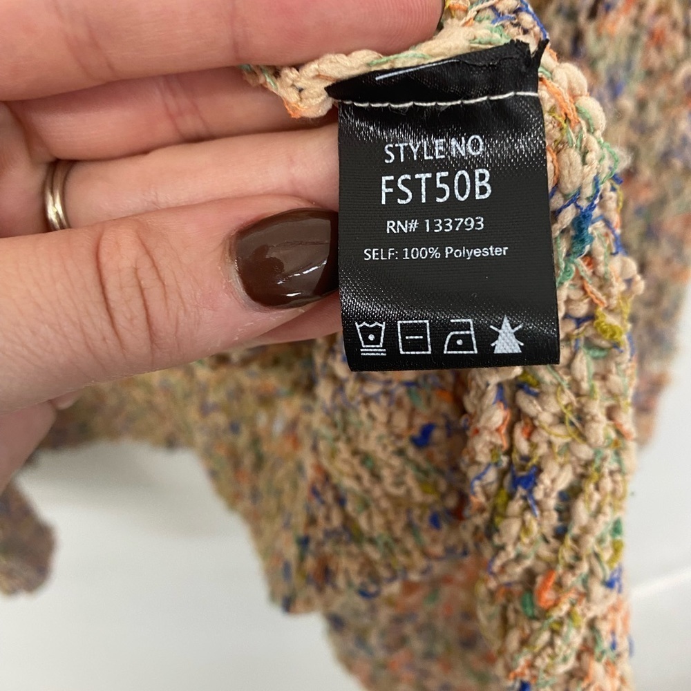 POL boutique multi color tan crochet cardigan - Picture 5 of 5